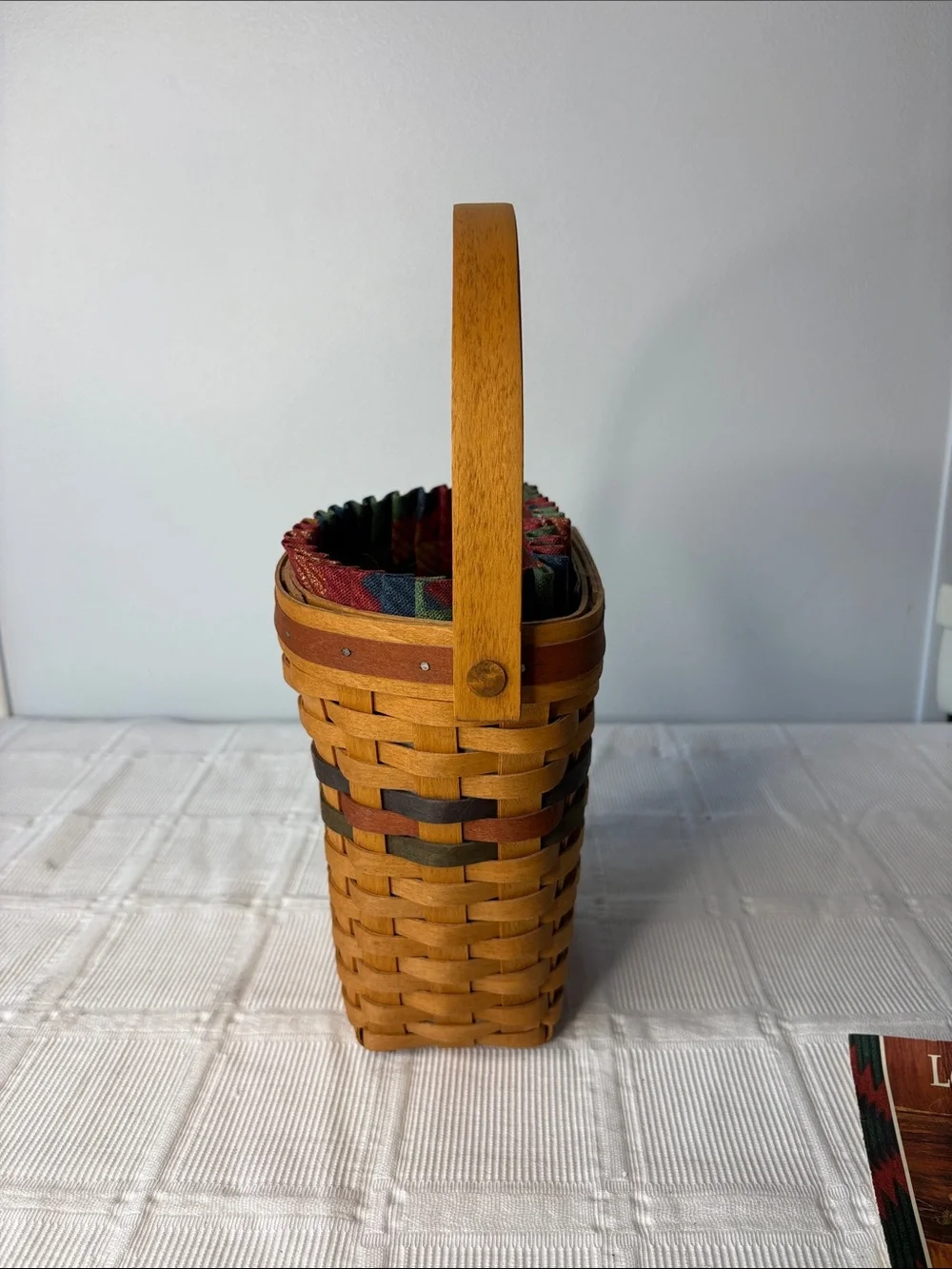 Vintage 1993 Longaberger Shades of Autumn Basket with Multicolor Accent Bands